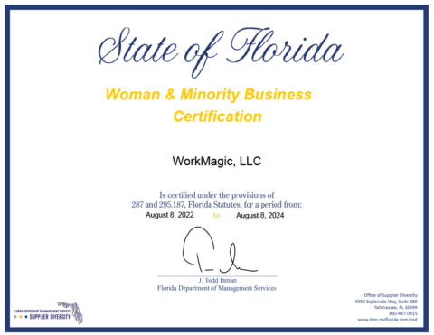 WorkMagic is Minority and Women Certified in the State of Florida